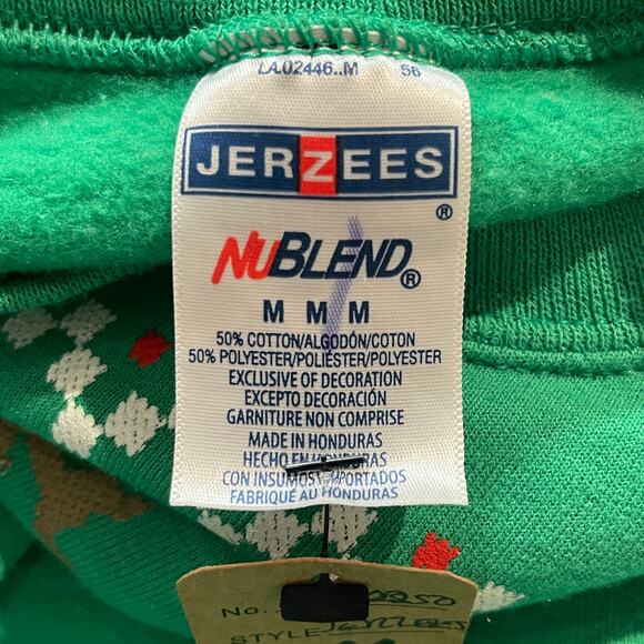 Jerzees Santa Says Cheers DON'T STOP BELIEVING Ugly Christmas Sweatshirt Size M - Picture 2 of 2